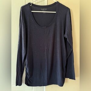 Gold and Navy Sparkle long sleeve‎ maternity shirt A Glow Large